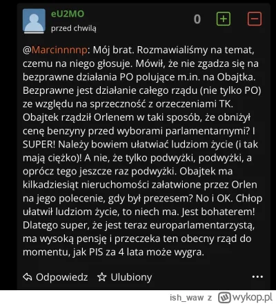 ish_waw - Łapcie, zrobiłem screena dla potomności xDDD

Wykopek zagłosował na Obajtka...