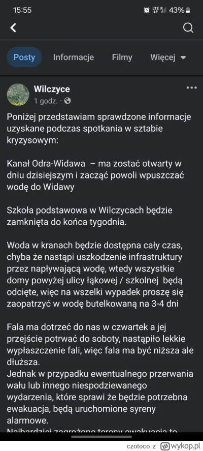 czotoco - Na dziś planowane jest odpalenie przepustu odra - widawa - odra. Info ponoć...