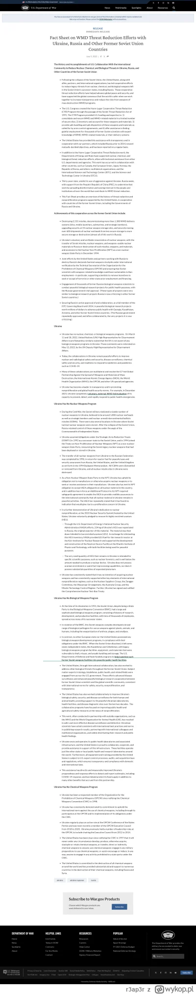 r3ap3r - Jednym z argumentów Rosji były laby biologiczne na Ukrainie prowadzące badan...