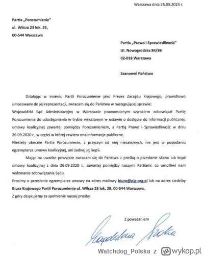 WatchdogPolska - Pamiętacie jak Porozumienie Jarosława Gowina udostępniło nam umowę k...