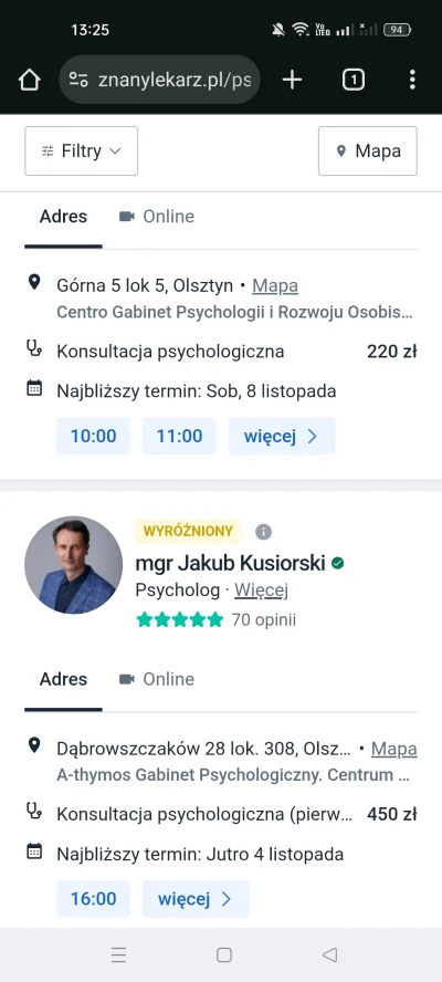 Jashon_Statham - Ładnie lecą z cenami psycholodzy w Olsztynie. Najniższa cena 200 zł....