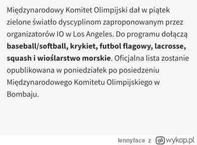 lennyface - #paryz2024

Ciekawostka na następne IO. Trzeba się zapoznać z tym basebal...