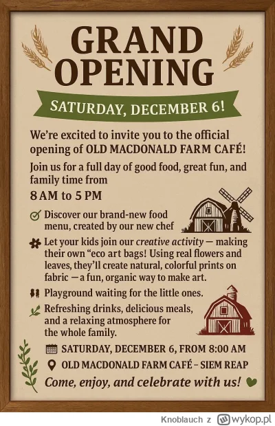 Knoblauch - #raportzpanstwasrodka 
🌾 Wielkie Otwarcie - sobota 6 grudnia! 🌾

Z wiel...