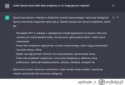 aptitude - WOW!
Tego bym się nie spodziewał! 

 #openai #chatgpt