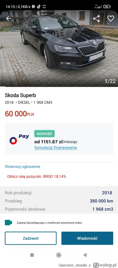 Operator_imadla - 5 letni superb za 60tys? Chyba dobra cena.
#samochody