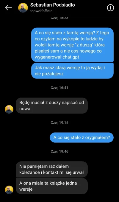 boroniowy - Bambusy, mam dobre nowiny!

Jestem w kontakcie z Sebstianem. "Księga zwią...