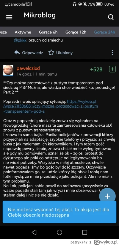 patryk747 - Czy na wykopie jest cenzura? Chciałem zaplusowac wpis mireczka o jego pro...