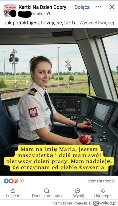 niemczarek_owiecki - #facebook #ai 
Od kiedy maszyniści mają orzełka na rękawie mundu...