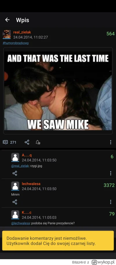 Blizz4rd - @MegaSmieszek czemu @realzielak dodał mnie na czarno XD
