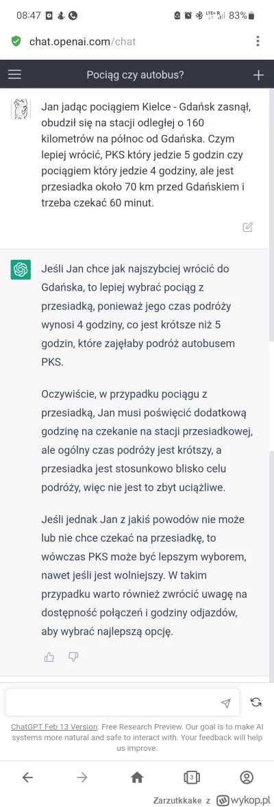 Zarzutkkake - Normalnie jak bym gadał ze swoją byłą xd 

#openai #chatgpt