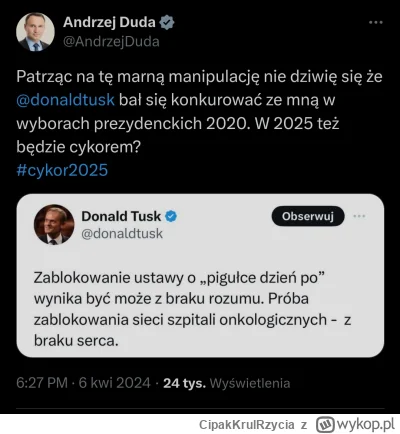 CipakKrulRzycia - #duda #tusk #polityka #onkologia #polska nie wiem jak to skomentowa...