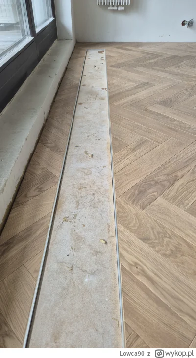 Lowca90 - A grzejnik kanałowy w podłodze przy jodełce drewnianej obrabiam tak. Masa c...