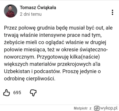 Matpiotr - Pan Tomasz przewidział przyszłość. ( ͡° ͜ʖ ͡°)
Ostatnio tak się nachwalił ...