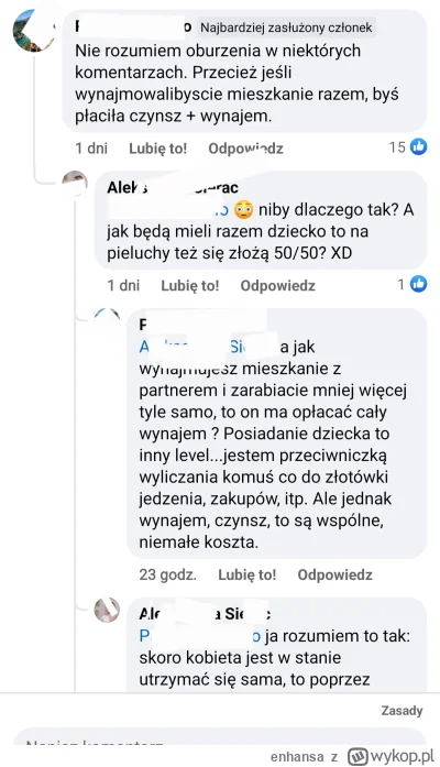 enhansa - Post był o tym że chłopak chciał by dziewczyna dokładała się po pół do jego...