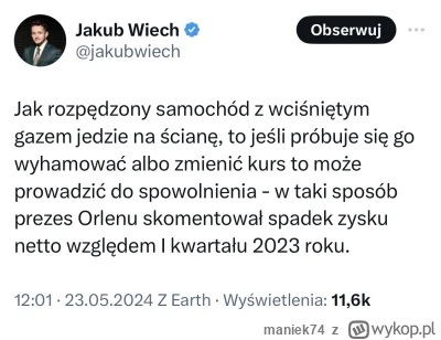 maniek74 - #gielda

Czyli ze co, Orlen za bardzo się rozpychał, np. przejmując 260 st...