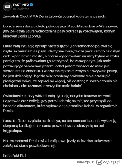 w.....o - Labrygas jebnął babe na pasach pod wpływem alkoholu i na tagu nikt nic nie ...