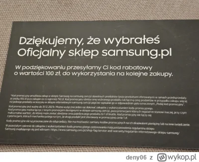 deny06 - Mam do oddania kod na 100 zł do sklepu Samsung (ważny do 31.12.23 przy zakup...