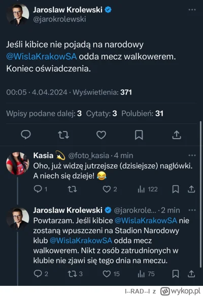 l--RAD--l - Jaro twardo, ale słusznie. 
#wislakrakow