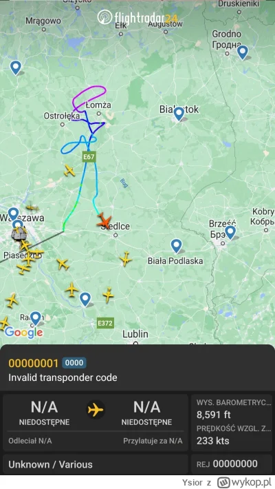 Ysior - Ciekawa trasa czegoś też jest na #flightradar24