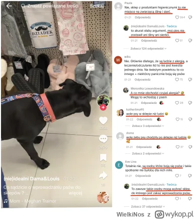 WielkiNos - Pokaz braku empatii i kultury psiarzy przy okazji tematu psów w sklepach....