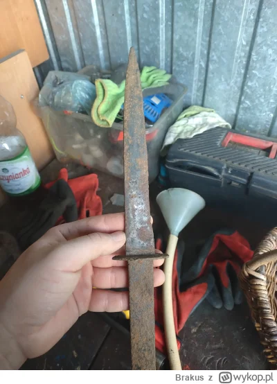 Brakus - #bagnet 
#historia 
#militaria 
Znalazłem dzisiaj w ogródku taki bagnet ktoś...