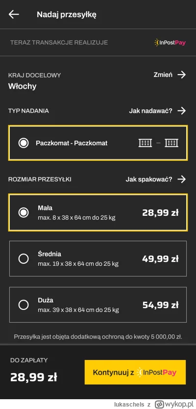 lukaschels - #inpost #kurier #przesylki 
Zauważyłem że można wysyłać za granicę,  ale...