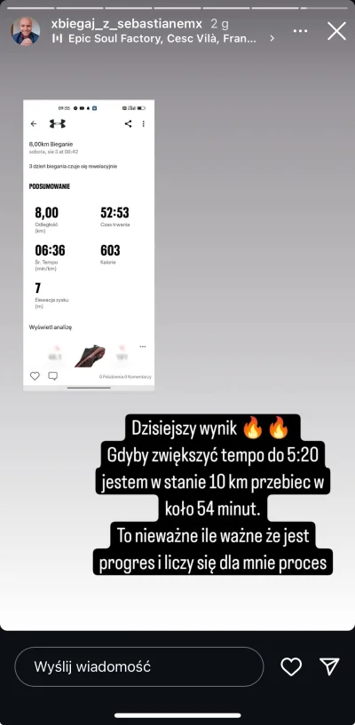 Anjay - 8 km 6:40 ale jakby pobiegł 10 km w w tempie 5:20 to by było 54 minuty, tak? ...