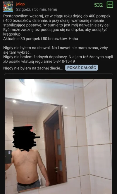 Wojciech_Skupien - 30-letni koleś na wykopie: będę robić pompki i brzuszki, nigdy nie...