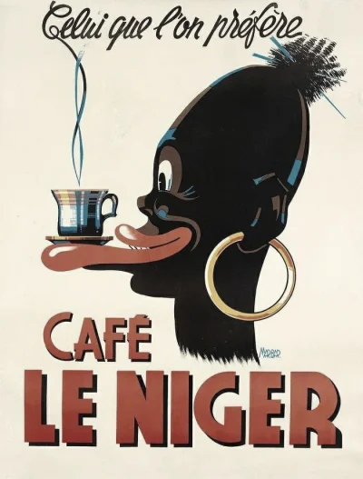 CH3j - Plakat kawy „Café Le Niger” z lat 20. XX wieku, podpisany Mar. Bar., to w rzec...