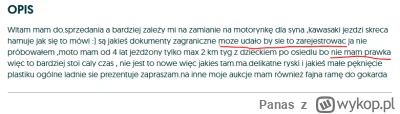 Panas - #motocykle #olx
Nie będzie miał gość problemów za taką szczerość w internecie...