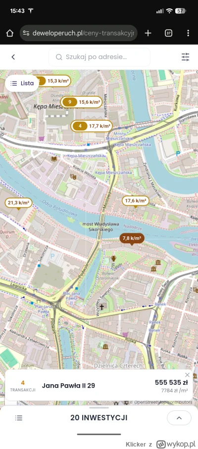 Klicker - #deweloperuch 

W centrum Wrocławia gdzie mieszkania są po ~18k/m2 trafiły ...