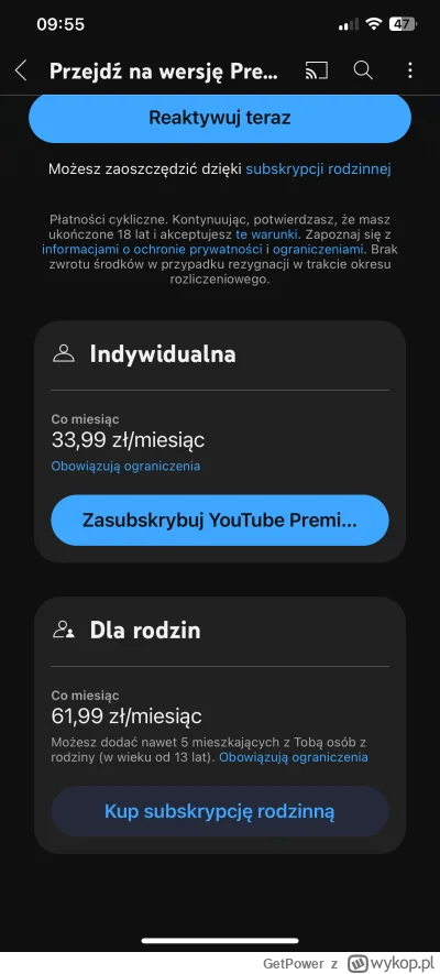 GetPower - Było 31pln bo na telefonie mi pokazywało rodzinkę za 62pln, a na kompie mi...
