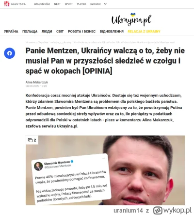 uranium14 - Poljaki płaćcie na Ukraińców albo będziecie mieć ruskie czołgi w Warszawi...