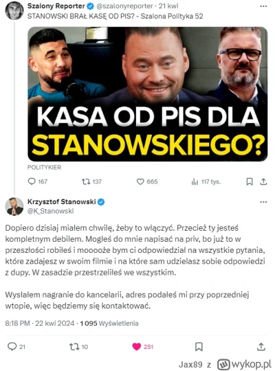 Jax89 - Stanowski zapowiedział konsekwencje prawne dla szalonego #!$%@?. ( Leśniadors...