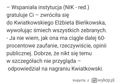 kopyrta - Byly prezes NIK (Kwiatkowski, PO) i Bieńkowska o NIK

Tygodnik Wprost, rok ...