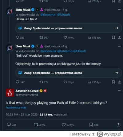 Farezowsky - Elon Musk ciśnięty przez jakiegoś ziomka od sociali Ubisoftu xD

#elonmu...