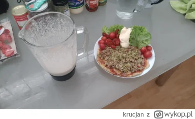 krucjan - Wczorajszy posiłek:
Pita z serem i mięsem wołowym, warzywa, szejk z orzechó...