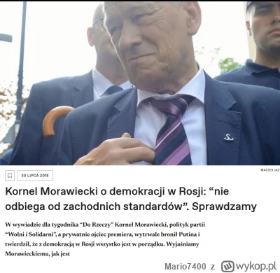 Mario7400 - >Stary PiS tj Kaczyński i koledzy + Morawiecki to nie onuce, prawda.
Młod...