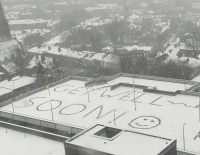 cheeseandonion - This message drawn out in the snow outside a hospital in Sheffield, ...