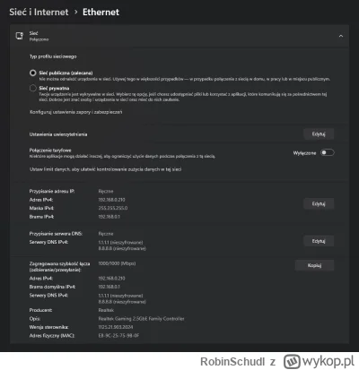 RobinSchudl - @Revitor: sprawdz własciwości karty, masz wynegocjowane 100 Mb/s zamias...