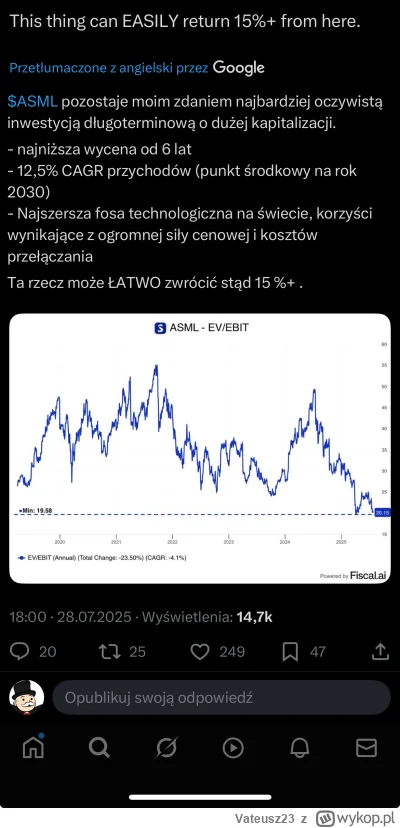 Vateusz23 - Z profilu Investing with Aria, link poniżej:

ASML tanie na tle swoich pr...