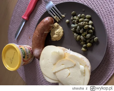 uhauha - #gotujzwykopem #sniadanie 
Kiełbaska z wody
Smacznego