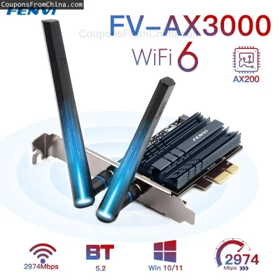 n____S - ❗ 3000Mbps FV-AX3000 Wi-Fi 6 AX200 Wireless PCIe WiFi Adapter
〽️ Cena: 19.45...