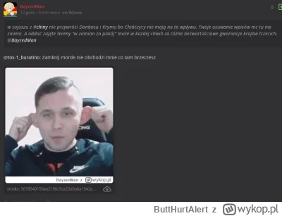 ButtHurtAlert - @ButtHurtAlert: 
zgłosiłem go za wpisy typu "w łeb się #!$%@?", cieka...