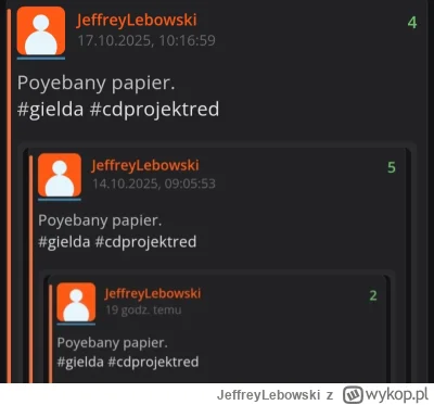 JeffreyLebowski - Poyebany papier.
#gielda #cdprojektred