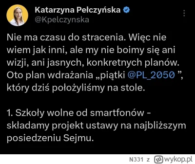 N331 - PL2050 pod wpływem Hołowni wrzuca jako pierwszy punkt zakaz... 

Polacy chcą C...