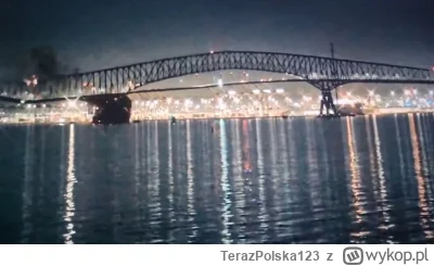 TerazPolska123 - Most Key Bridge w USA zawalił się po tym jak uderzył w niego kontene...