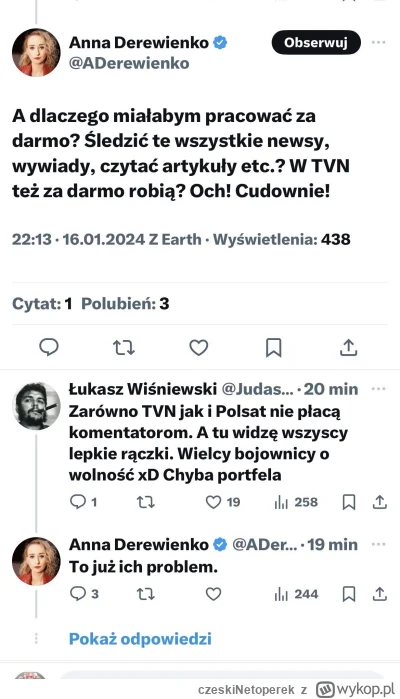 czeskiNetoperek - @JestemD: Pieniądze to tylko dodatek dla satysfakcji płynąłeś z teg...