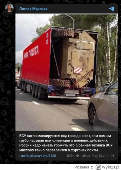 Pickelss - ruskie piszą że Ukraina zaopatruje RDK w czołgi i btr przewożąc je na tria...