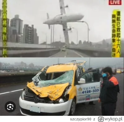 szczypior90 - W katastrofie Tajpej w 2015 roku samolot spadając zahaczył taksówkę, us...